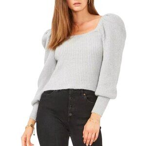 NEW 1.STATE Long Puff Sleeve Square Neck Sparkle Sweater Size XL